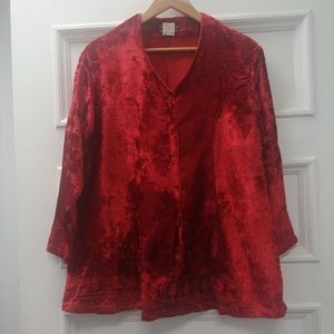 Symbol 2000 red crushed velvet blazer